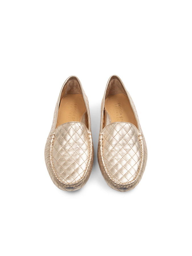 Patricia Green Patricia Green Women’s Jillian Quilted Driving Moccasin In Gold Leather