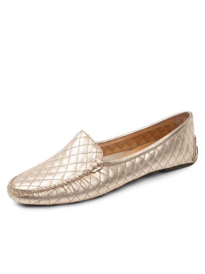patricia green Patricia Green Women’s Jillian Quilted Driving Moccasin in Gold Leather