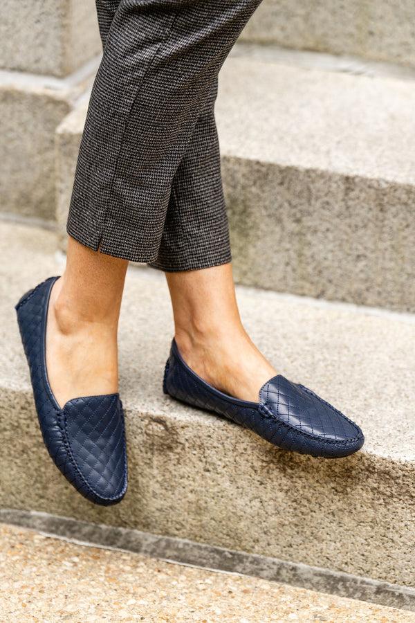 Patricia Green Patricia Green Women’s Jillian Quilted Driving Moccasin In Navy Leather