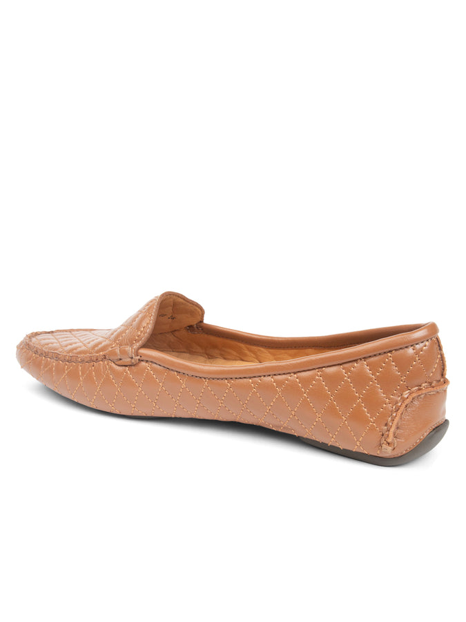 Patricia Green Patricia Green Women’s Jillian Quilted Driving Moccasin In Cognac Leather