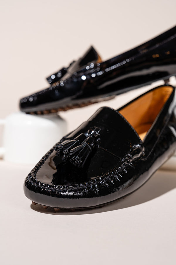 Patricia Green Patricia Green Women’s Jordan Tassel Driver In Black Patent