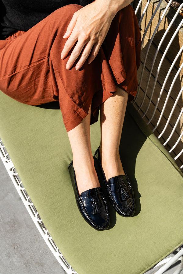 Patricia Green Patricia Green Women’s Jordan Tassel Driver In Black Patent