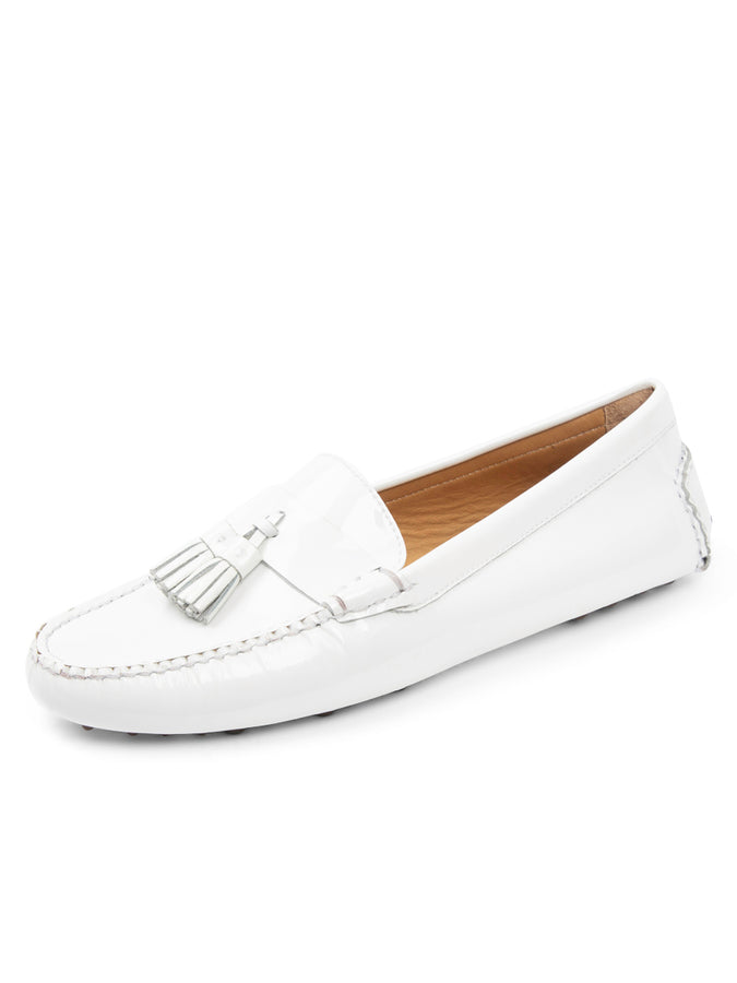 patricia green Patricia Green Women’s Jordan Tassel Driver in White Patent patricia green Patricia Green Women’s Jordan Tassel Driver in White Patent