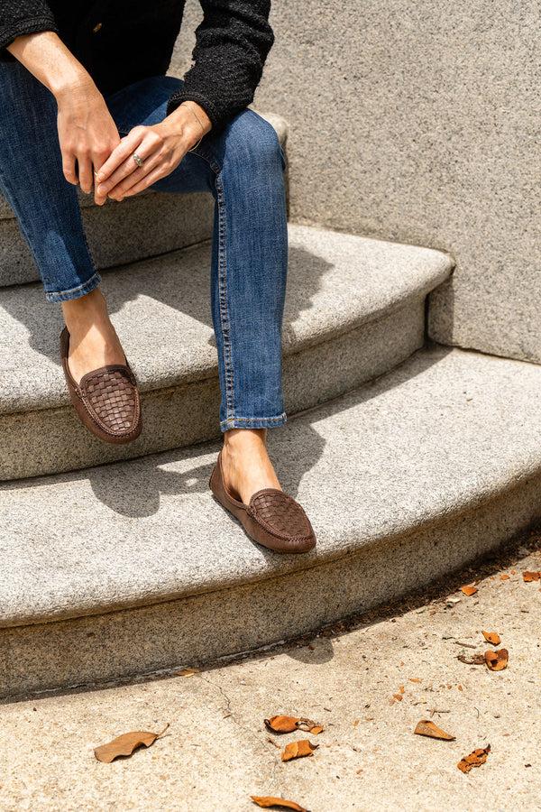 Patricia Green Patricia Green Women’s Kelly Woven Driving Moccasin In Chocolate