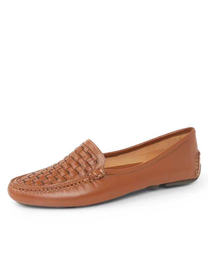 patricia green Patricia Green Women’s Kelly Woven Driving Moccasin in Cognac