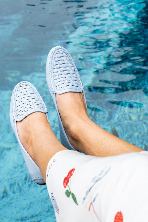 Patricia Green Patricia Green Women’s Kelly Woven Driving Moccasin In French Blue