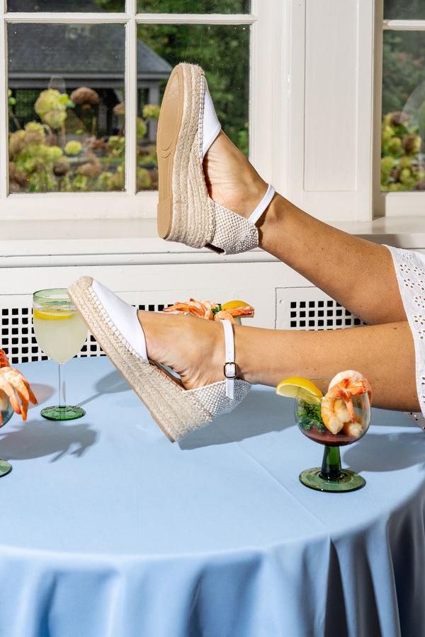 Patricia Green Patricia Green Women’s Leon Closed Toe Espadrille With Buckle Strap In White