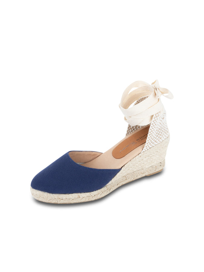 patricia green Patricia Green Women’s Leon Closed Toe Lace Up Espadrille in Navy