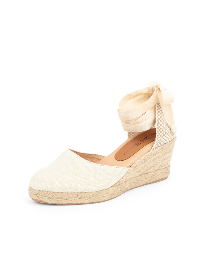 patricia green Patricia Green Women’s Leon Closed Toe Lace Up Espadrille in Cream
