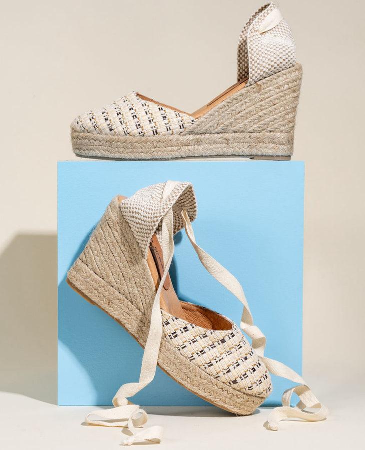 Patricia Green Patricia Green Women’s Lillian Raffia Lace Up Espadrille In Natural/Gold/Black