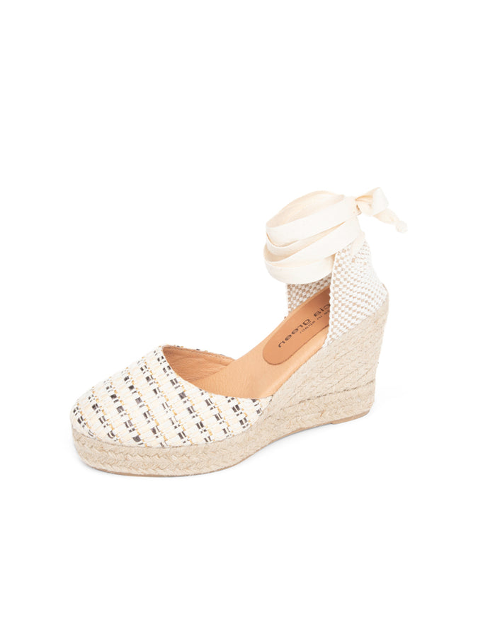 patricia green Patricia Green Women’s Lillian Raffia Lace Up Espadrille in Natural/Gold/Black
