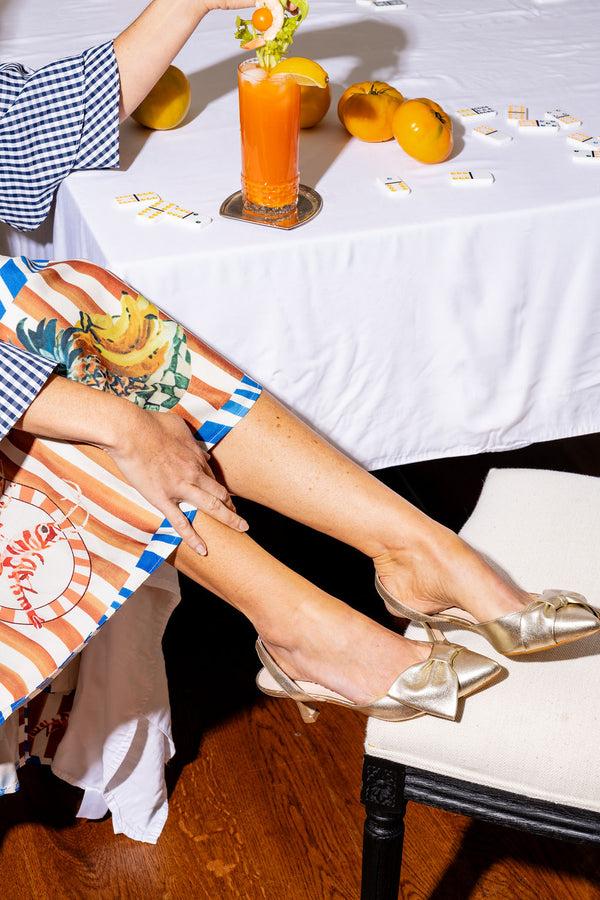 Patricia Green Patricia Green Women’s London Bow Kitten Heel In Gold Leather