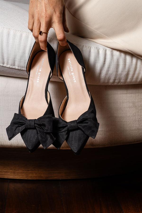 Patricia Green Patricia Green Women’s Malibu D'Orsay Kitten Heel In Black Moire