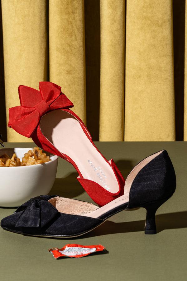 Patricia Green Patricia Green Women’s Malibu D'Orsay Kitten Heel In Black Moire