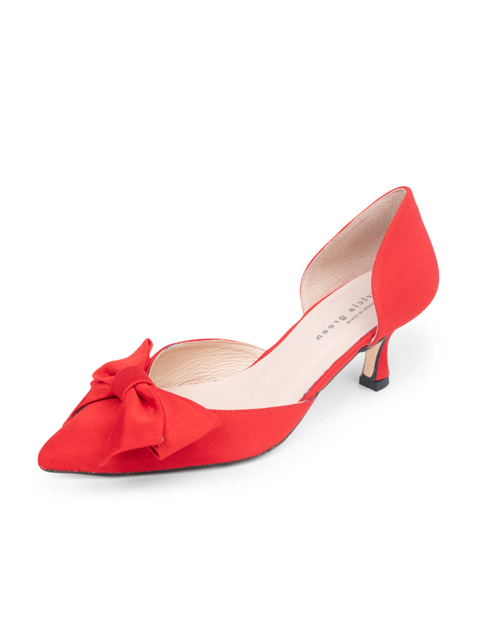 patricia green Patricia Green Women’s Malibu d'Orsay Kitten Heel in Red Moire