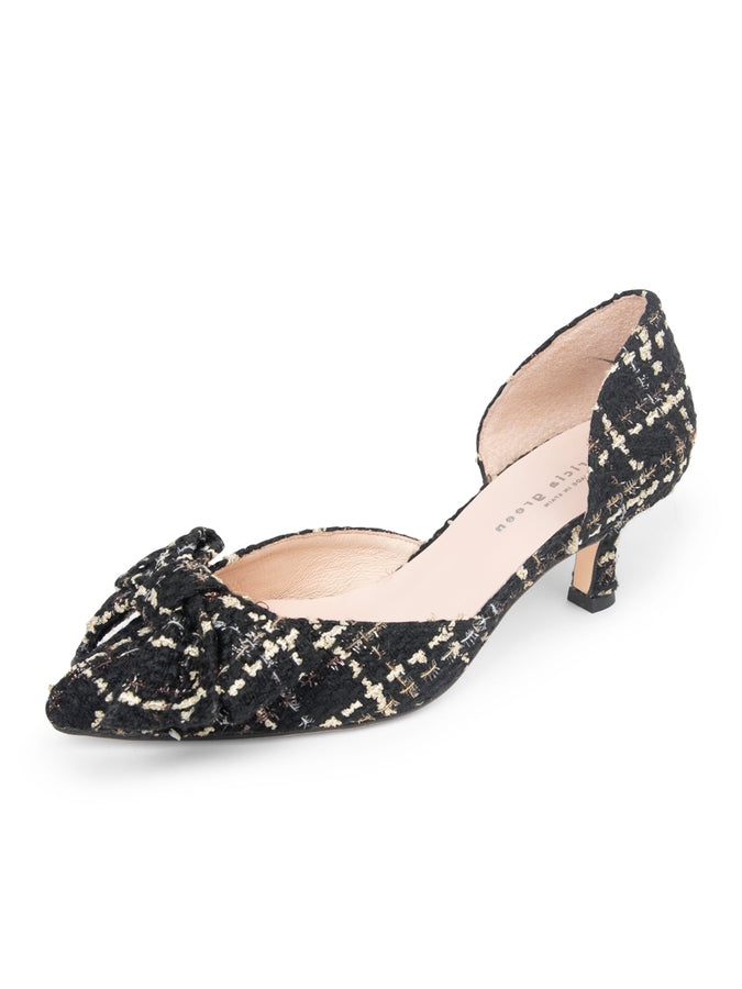 patricia green Patricia Green Women’s Malibu d'Orsay Kitten Heel in Black/Gold Tweed