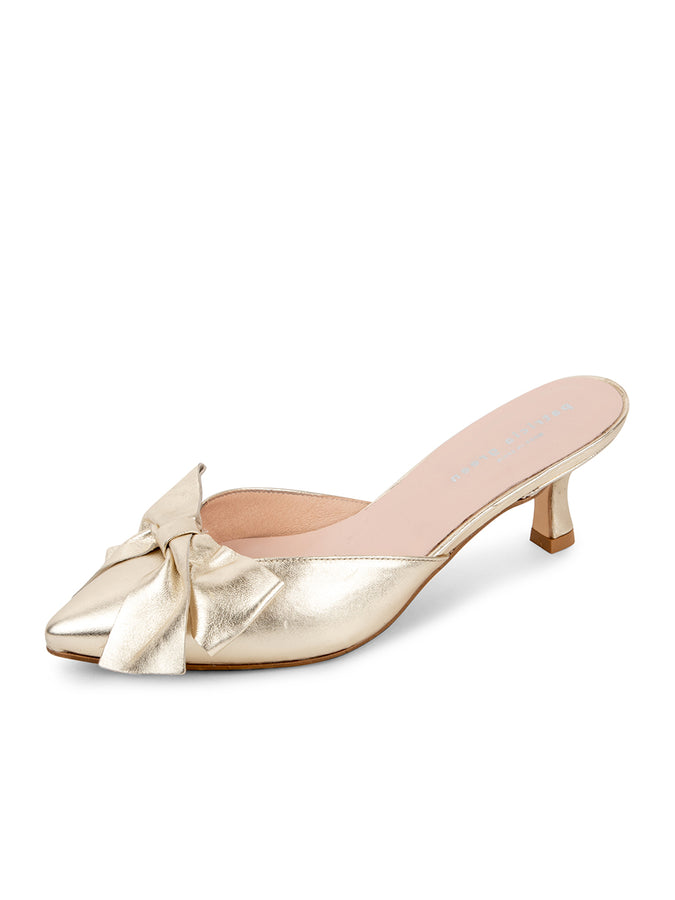 patricia green Patricia Green Women’s Malibu Kitten Heel Mule in Gold