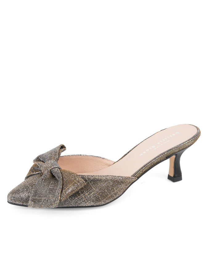 patricia green Patricia Green Women’s Malibu Kitten Heel Mule in Metallic Shimmer