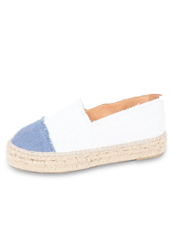patricia green Patricia Green Women’s Maui Slip On Color Block Espadrille in White/Denim