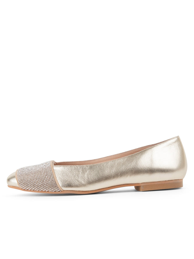 Patricia Green Patricia Green Women’s Milan Crystal Embellished Flat In Gold Leather