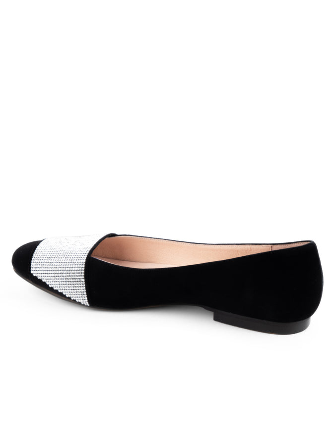 Patricia Green Patricia Green Women’s Milan Crystal Embellished Flat In Black Suede