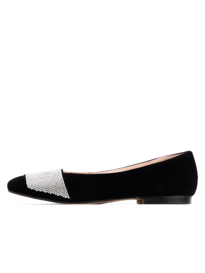 Patricia Green Patricia Green Women’s Milan Crystal Embellished Flat In Black Suede