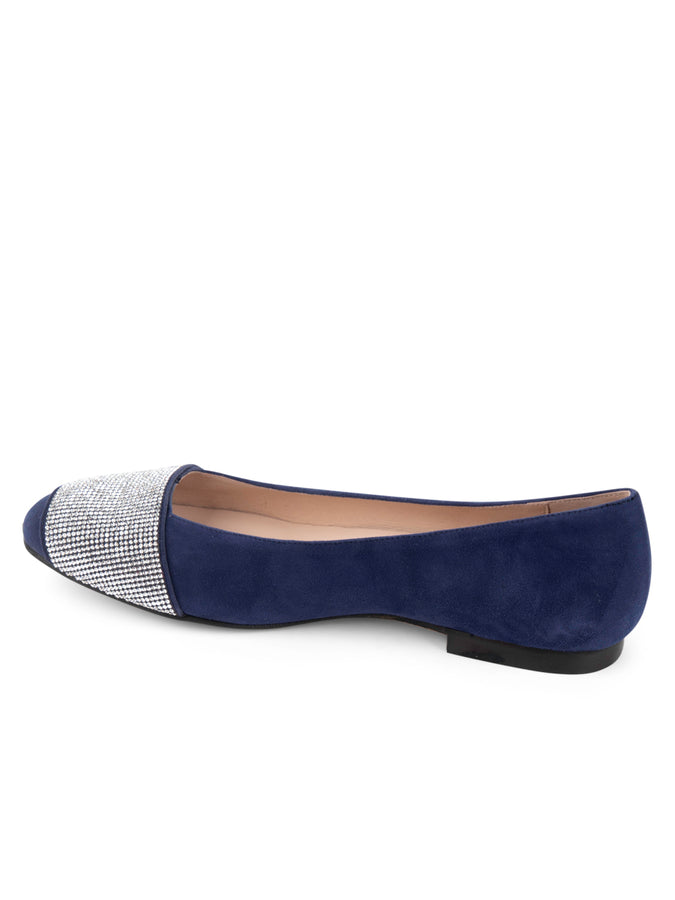Patricia Green Patricia Green Women’s Milan Crystal Embellished Flat In Navy Suede