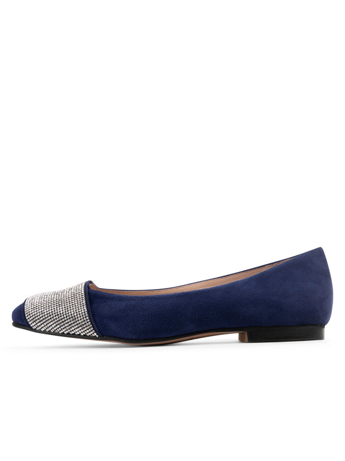 Patricia Green Patricia Green Women’s Milan Crystal Embellished Flat In Navy Suede