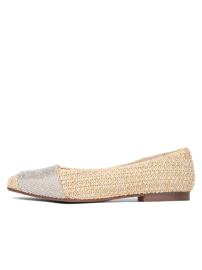 Patricia Green Patricia Green Women’s Milan Crystal Embellished Flat In Natural Raffia