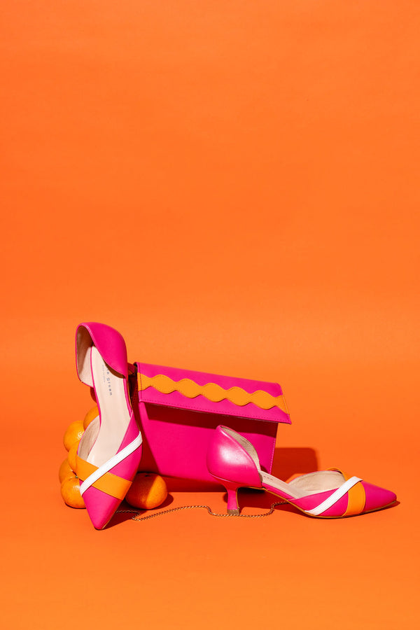 Patricia Green Patricia Green Women’s Milan D'orsay Kitten Heel In Pink/Orange/White