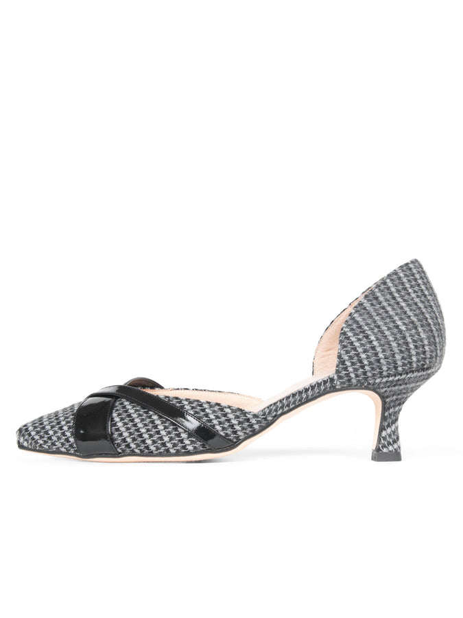 Patricia Green Patricia Green Women’s Milan D'Orsay Kitten Heel In Blk/Grey Houndstooth
