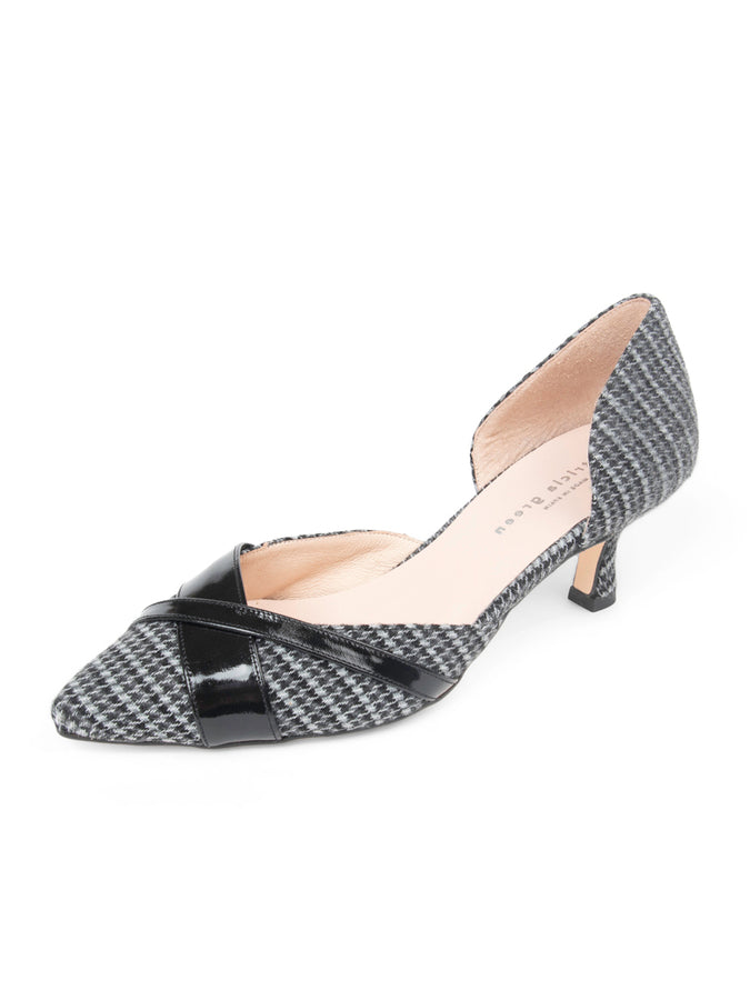 patricia green Patricia Green Women’s Milan d'Orsay Kitten Heel in Blk/Grey Houndstooth