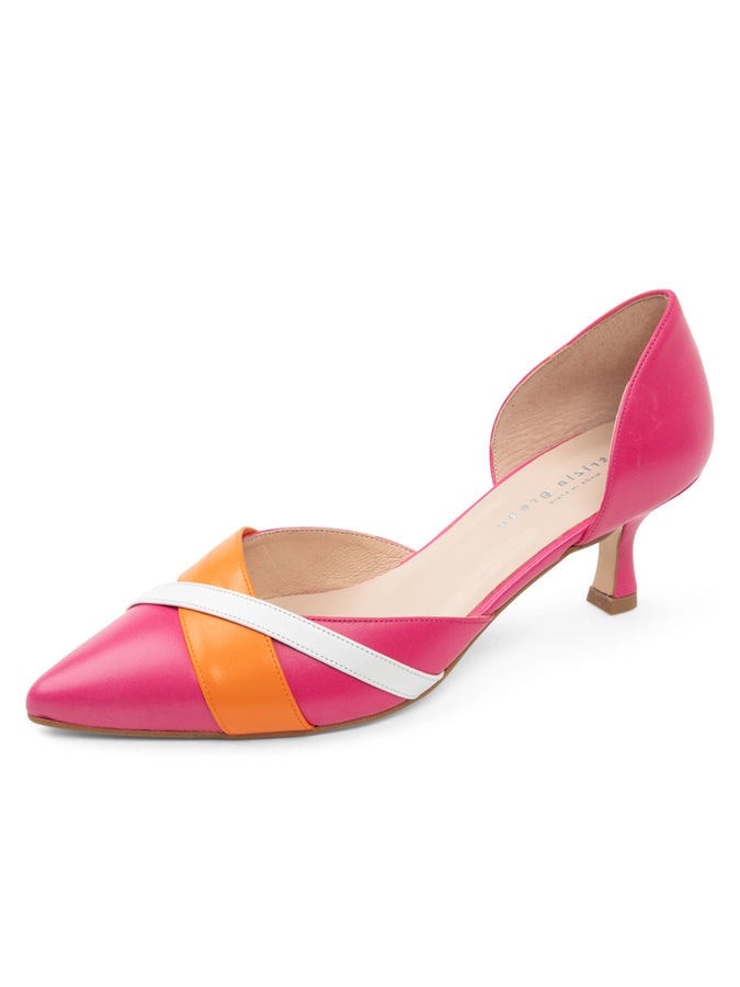 patricia green Patricia Green Women’s Milan D'orsay Kitten Heel in Pink/Orange/White
