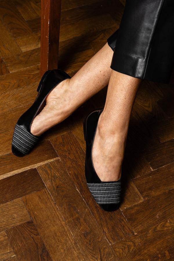 Patricia Green Patricia Green Women’s Milan Flat In Blk/Grey Houndstooth