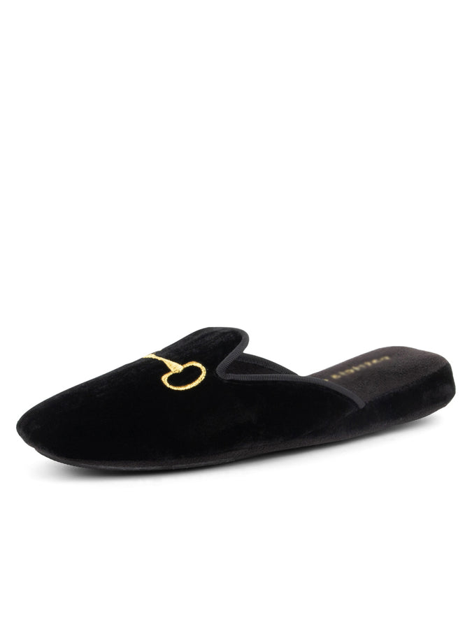 patricia green Patricia Green Women’s Milano Embroidered Velvet Slipper in Black