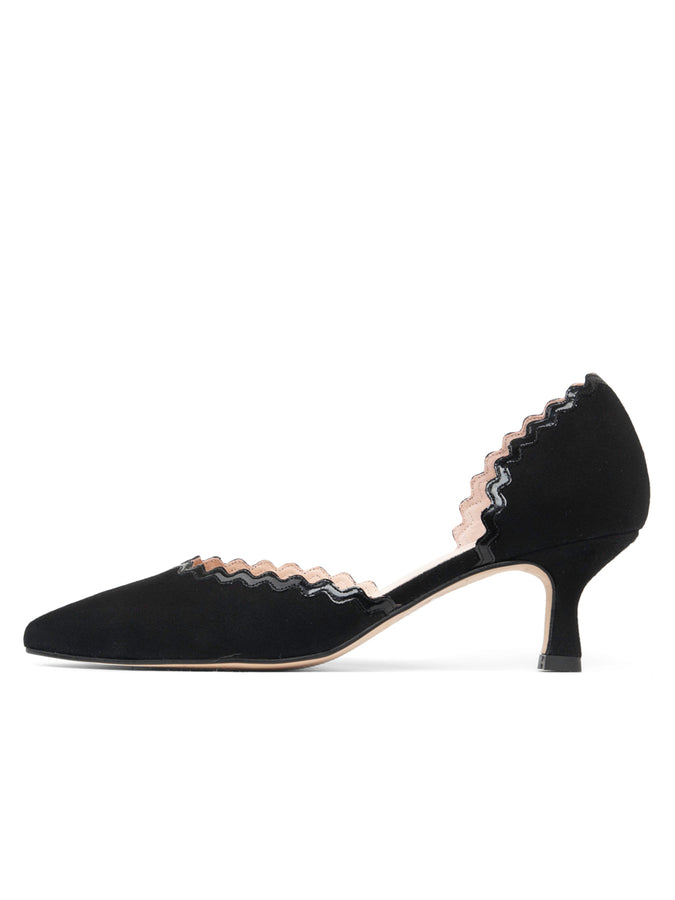 Patricia Green Patricia Green Women’s Olivia Scalloped D'Orsay Kitten Heel In Black