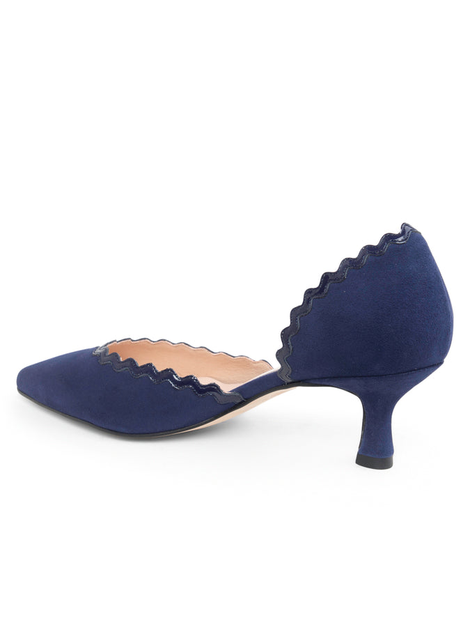 Patricia Green Patricia Green Women’s Olivia Scalloped D'Orsay Kitten Heel In Navy