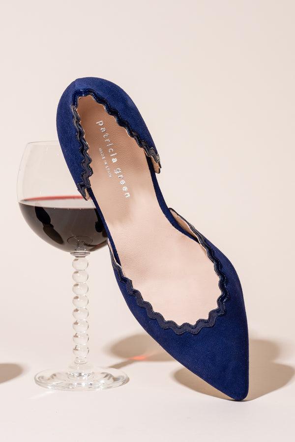 Patricia Green Patricia Green Women’s Olivia Scalloped D'Orsay Kitten Heel In Navy