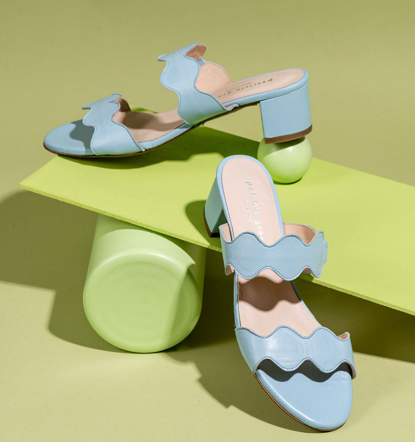 Patricia Green Patricia Green Women’s Palm Beach Block Heel Scalloped Sandal In Sky Blue