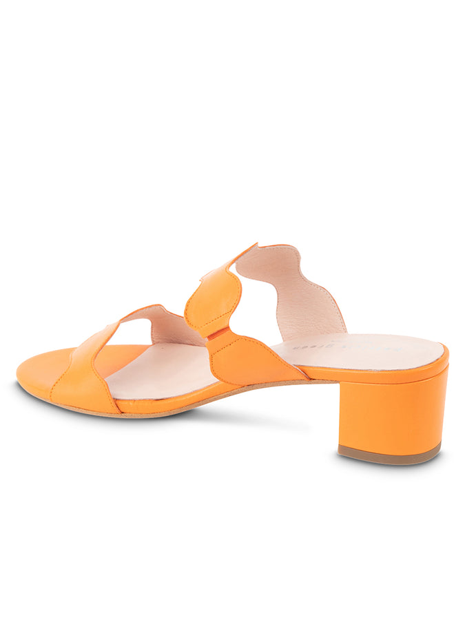 Patricia Green Patricia Green Women’s Palm Beach Block Heel Scalloped Sandal In Orange Leather