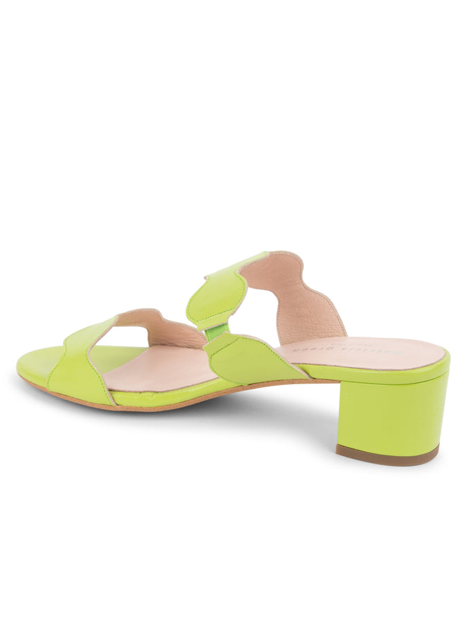 Patricia Green Patricia Green Women’s Palm Beach Block Heel Scalloped Sandal In Lime Green