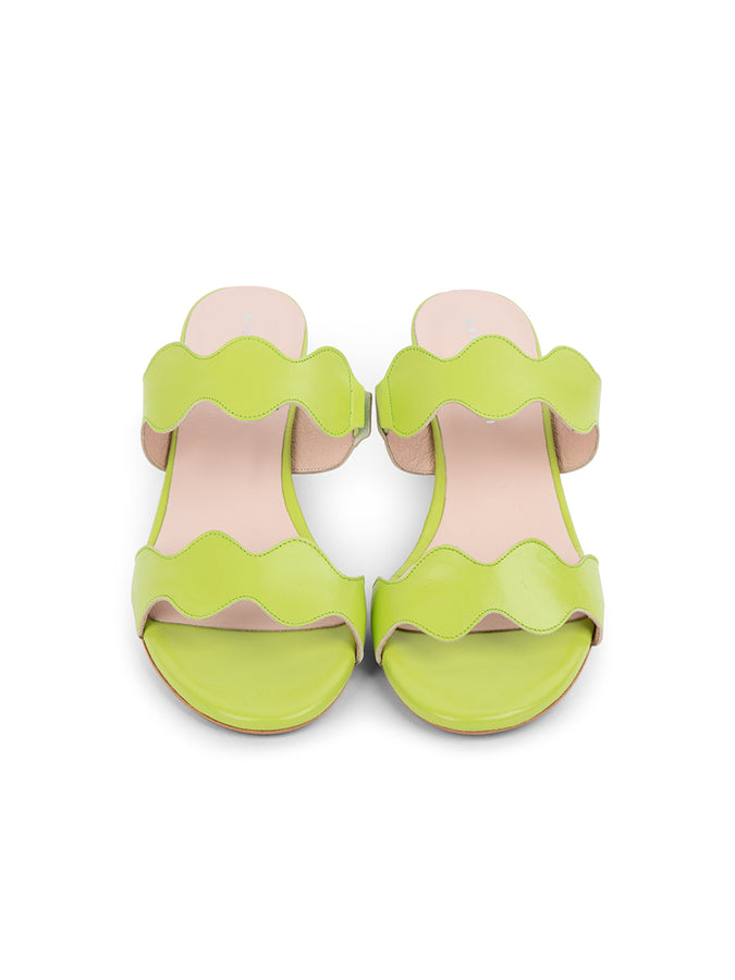 Patricia Green Patricia Green Women’s Palm Beach Block Heel Scalloped Sandal In Lime Green