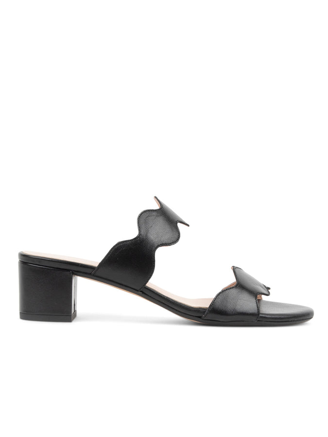 Patricia Green Patricia Green Women’s Palm Beach Block Heel Scalloped Sandal In Black Leather