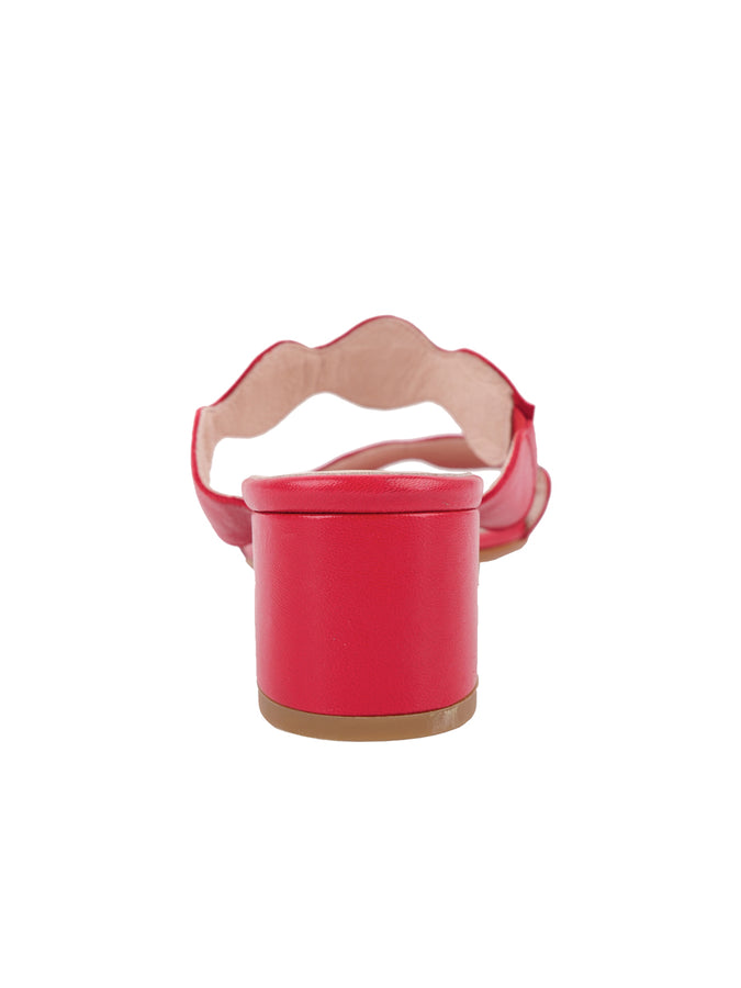 Patricia Green Patricia Green Women’s Palm Beach Block Heel Scalloped Sandal In Red Leather