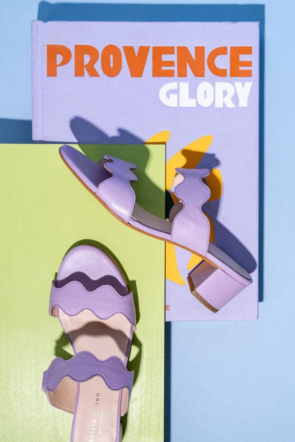 Patricia Green Patricia Green Women’s Palm Beach Block Heel Scalloped Sandal In Lilac