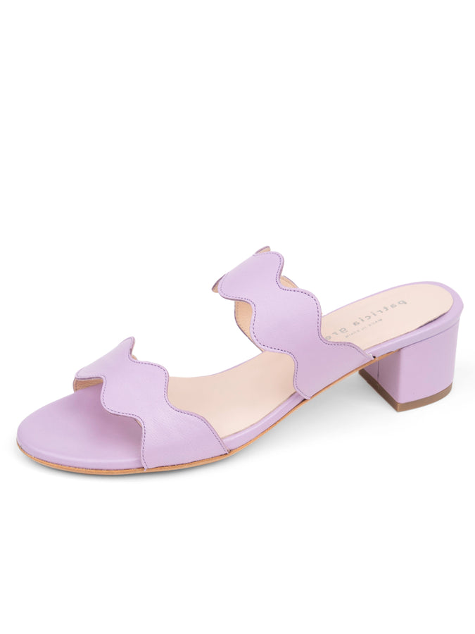 patricia green Patricia Green Women’s Palm Beach Block Heel Scalloped Sandal in Lilac