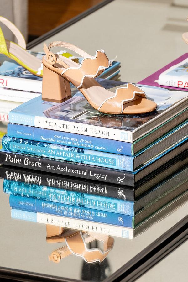 Patricia Green Patricia Green Women’s Palm Beach Piped Sandal In Tan/White