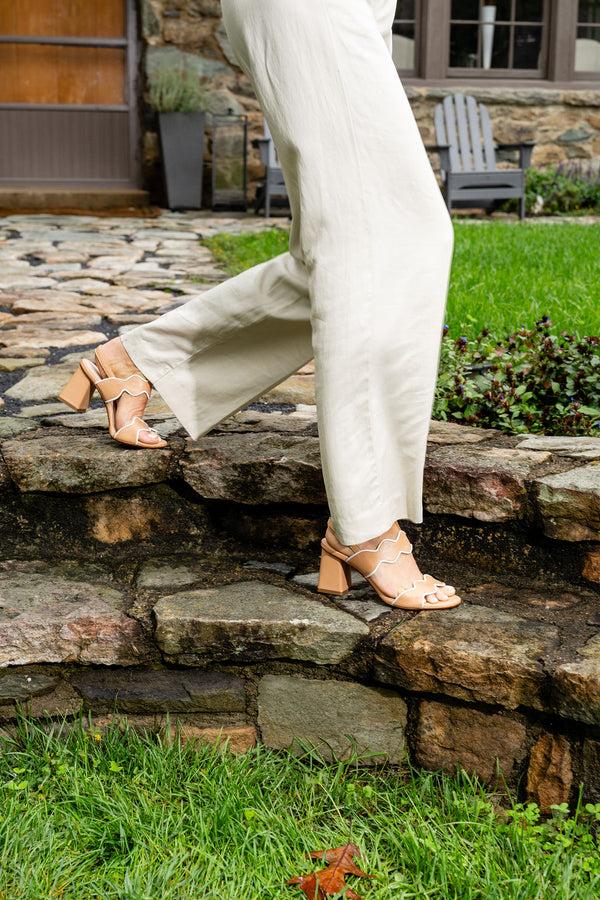 Patricia Green Patricia Green Women’s Palm Beach Piped Sandal In Tan/White