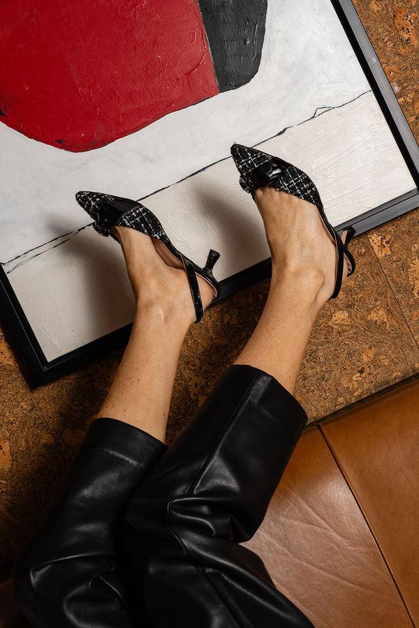 Patricia Green Patricia Green Women’s Paris Bow Slingback In Black Tweed