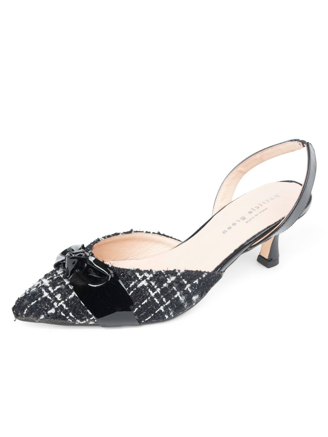 patricia green Patricia Green Women’s Paris Bow Slingback in Black Tweed